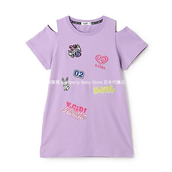 Japanese children's clothing X-girl Stages off-the-shoulder dress 80-140cm girls' summer dresses