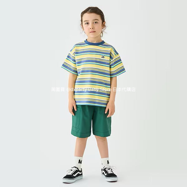 Japanese children's clothing mini#ML striped top 90-140cm boys/girls summer TOPS