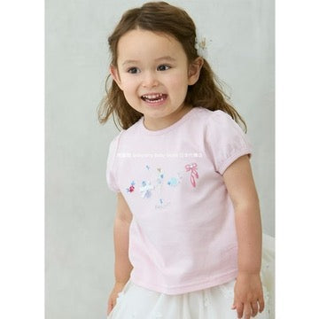 Japanese children's clothing pe#main contact cool embroidered top 80-130cm girls summer TOPS