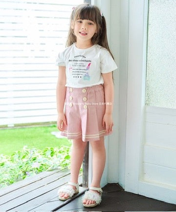 Japanese children's clothing aF#a325 perfume print top 100-160cm girls summer TOPS