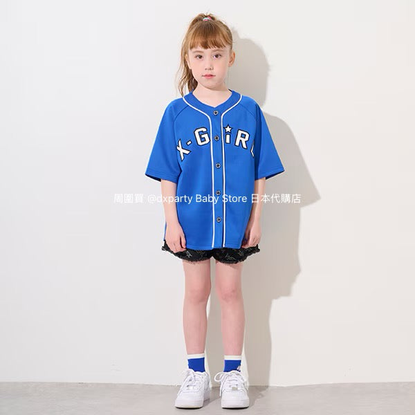 Japanese children's clothing X-girl Stages baseball style shirt 100-140cm girls summer TOPS