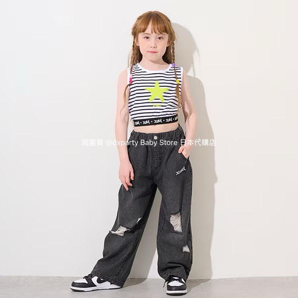 Japanese children's clothing X-girl Stages striped short vest 90-140cm girls summer TOPS