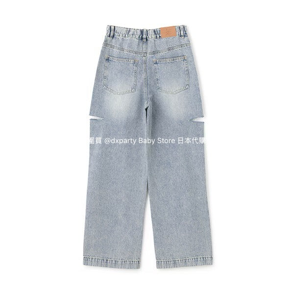 Lovetoxic Japanese children's clothing ripped jeans wide-leg pants 140-170cm girls summer PANTS