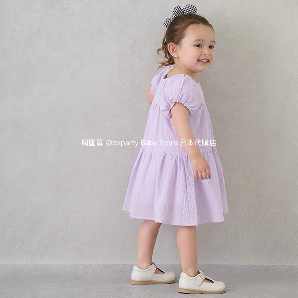 Japanese children's clothing pe#main cool-to-touch, quick-drying lantern-sleeve dress (80-130cm) for girls (summer dresses)
