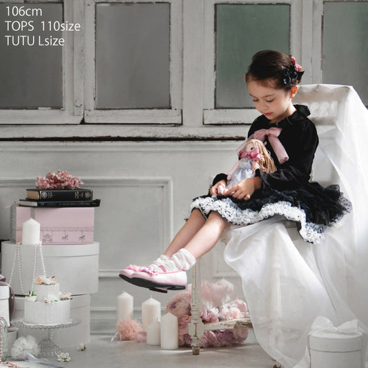 Japanese children's clothing panpantutu black bubble collar shirt 90-150cm girls summer TOPS interview/banquet/performance