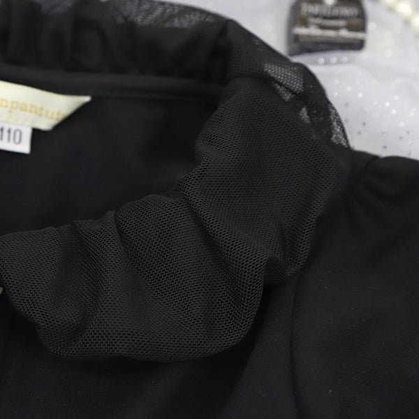Japanese children's clothing panpantutu black bubble collar shirt 90-150cm girls summer TOPS interview/banquet/performance