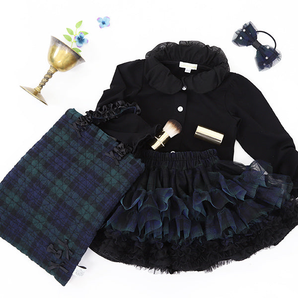 Japanese children's clothing panpantutu black bubble collar shirt 90-150cm girls summer TOPS interview/banquet/performance