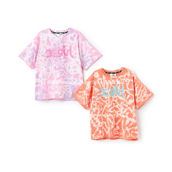 Japanese children's clothing X-girl Stages tie-dye print top 80-140cm girls summer TOPS