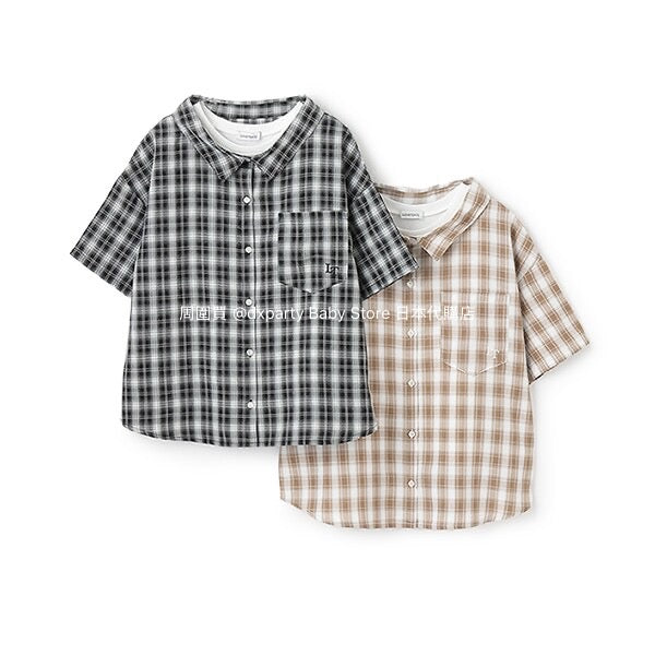 Lovetoxic Japanese children's clothing fake two-piece off-the-shoulder shirt 130-160cm girls summer TOPS