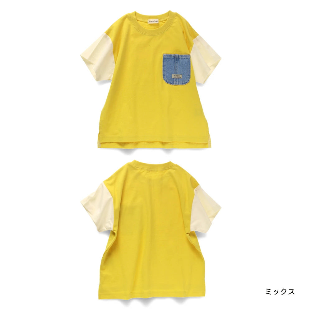 Japanese children's clothing Branches denim pocket top 80-160cm boys summer TOPS