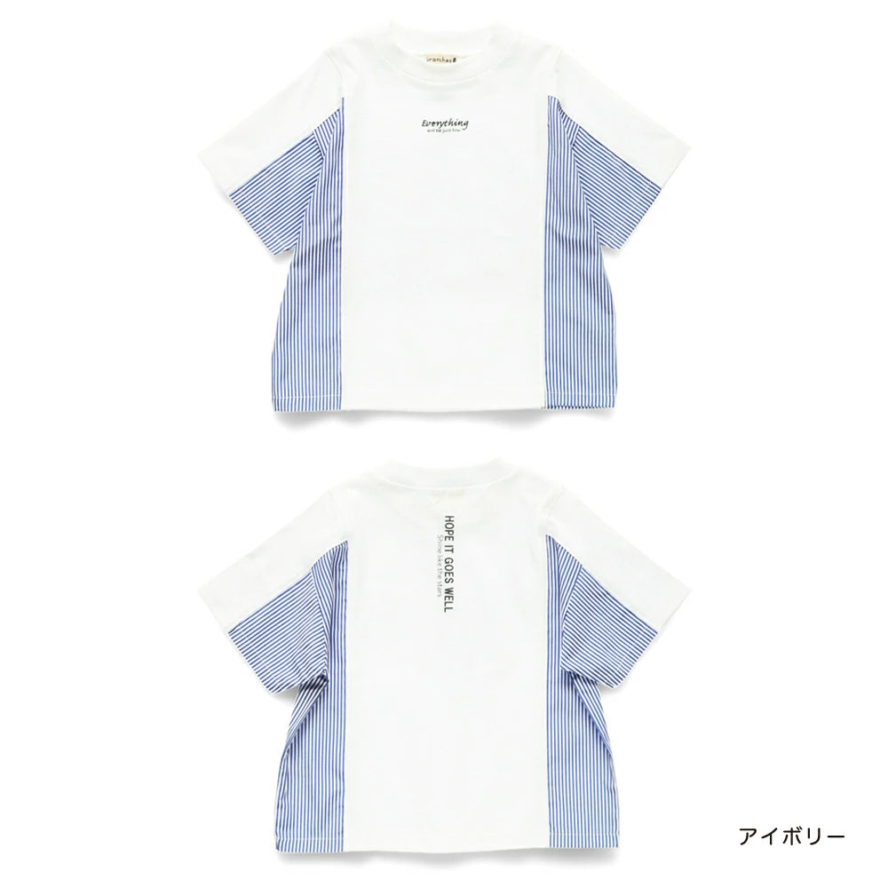 Japanese children's clothing Branches patchwork short-sleeved top 80-150cm boys' summer TOPS