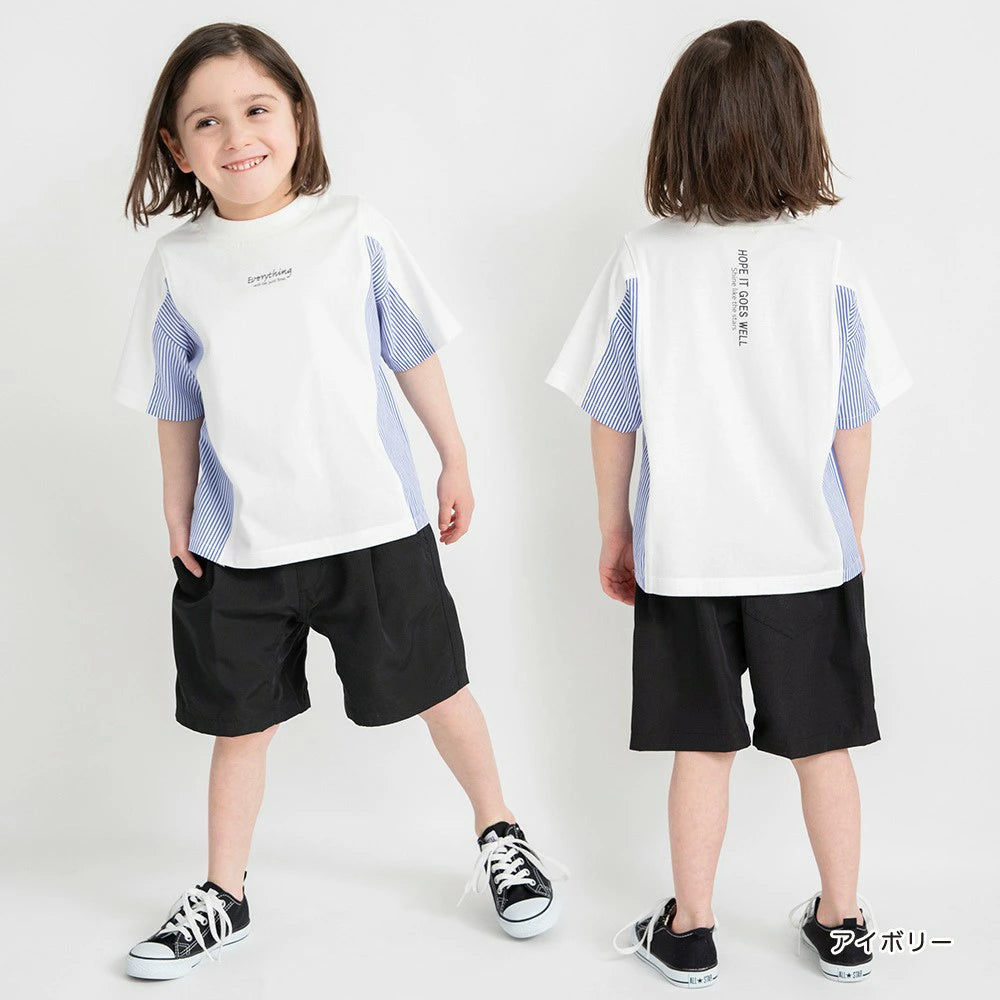 Japanese children's clothing Branches patchwork short-sleeved top 80-150cm boys' summer TOPS