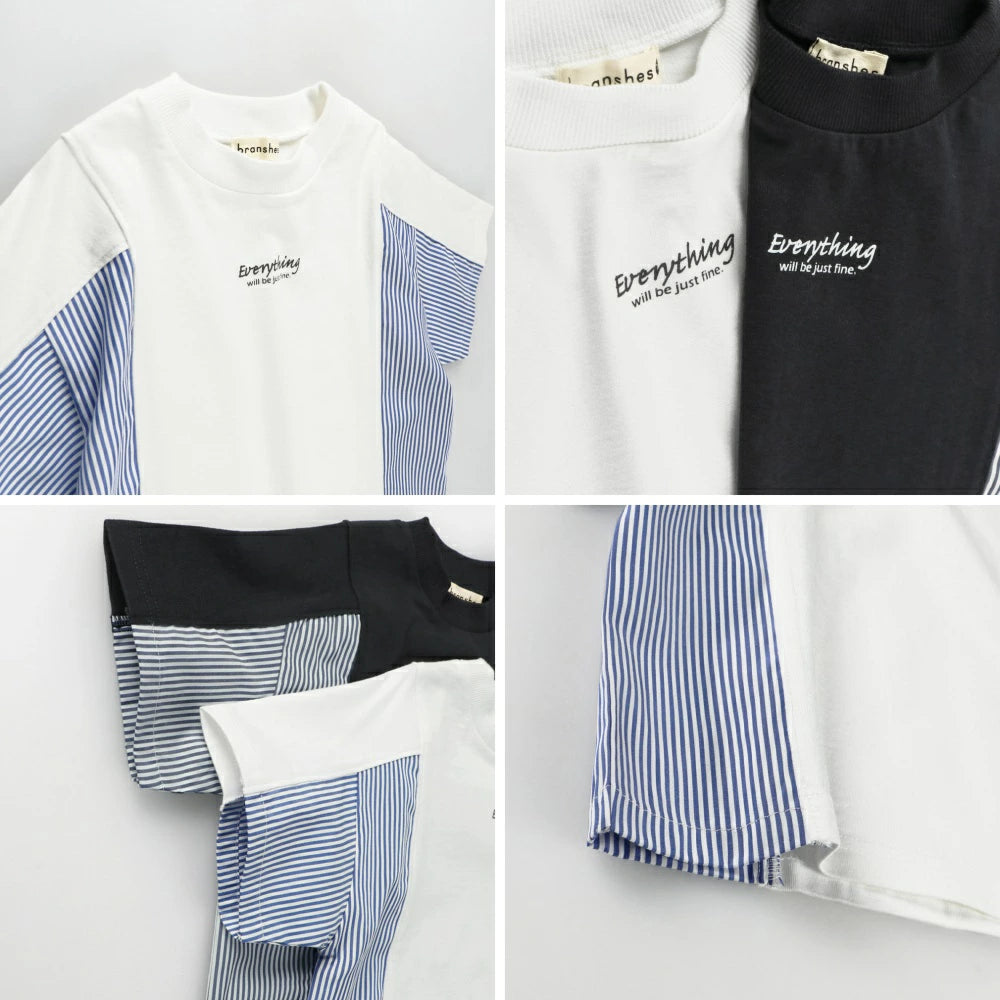 Japanese children's clothing Branches patchwork short-sleeved top 80-150cm boys' summer TOPS