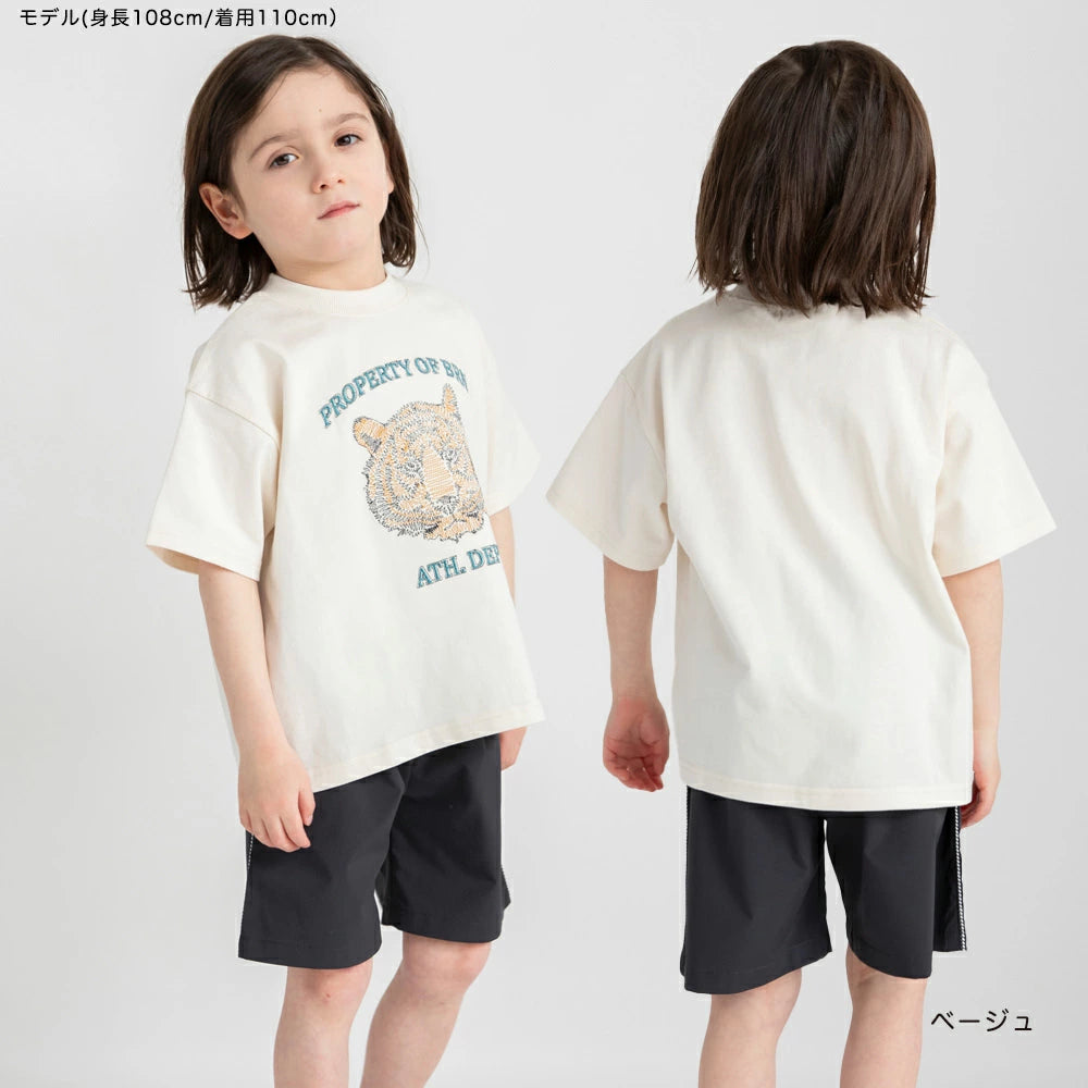 Japanese Children's Clothing Branches Animal Pattern Tops 80-150cm Boys Summer TOPS