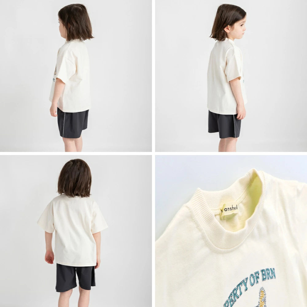 Japanese Children's Clothing Branches Animal Pattern Tops 80-150cm Boys Summer TOPS