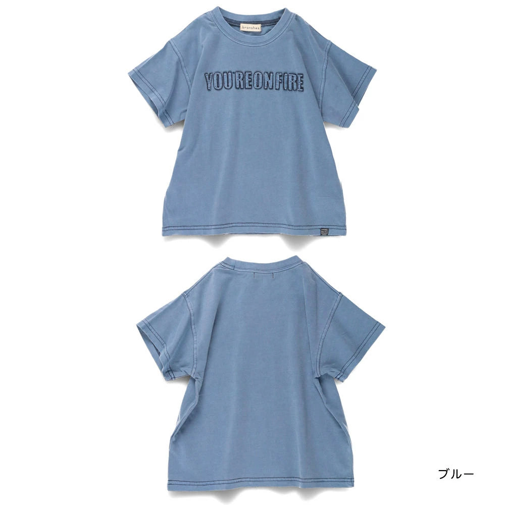 Japanese children's clothing Branches logo 3D appliqué short-sleeved top 90-150cm boys' summer TOPS