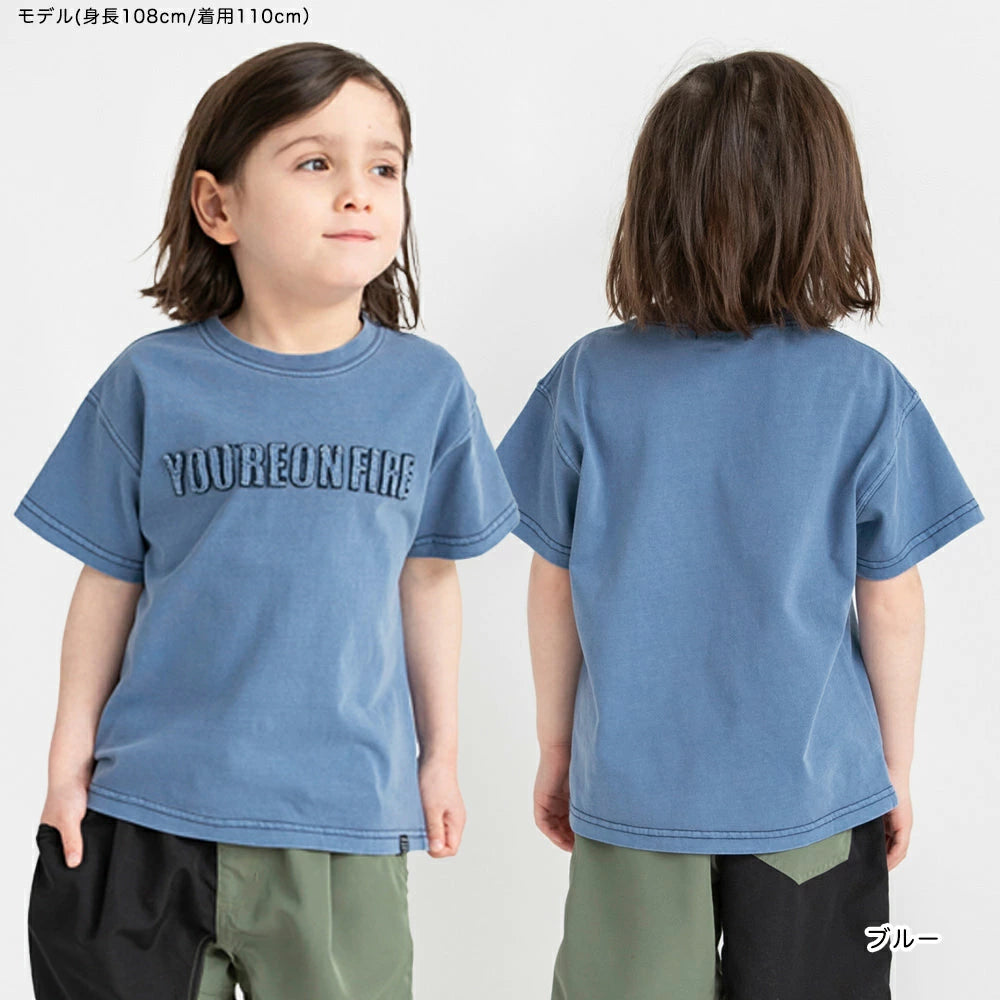 Japanese children's clothing Branches logo 3D appliqué short-sleeved top 90-150cm boys' summer TOPS