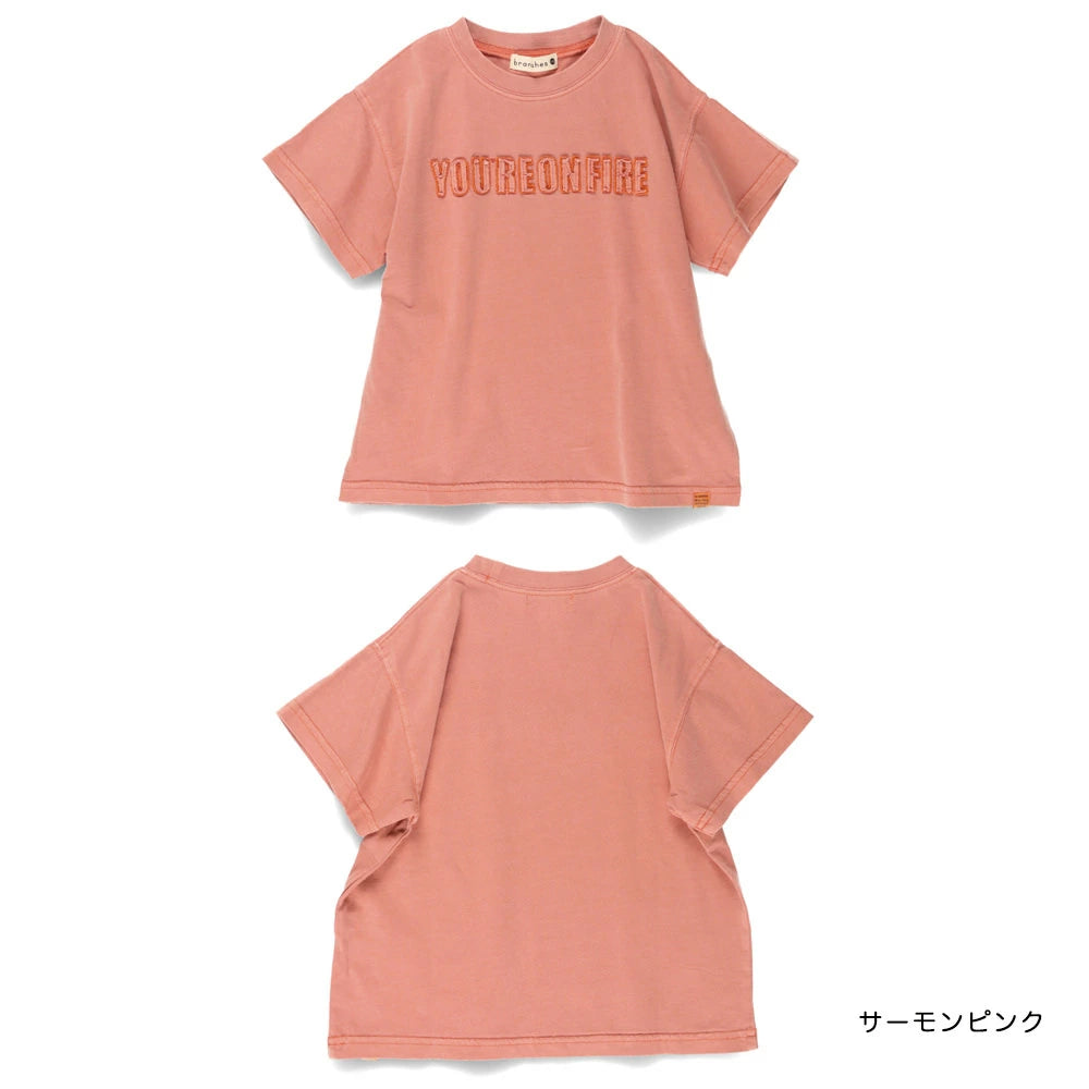 Japanese children's clothing Branches logo 3D appliqué short-sleeved top 90-150cm boys' summer TOPS