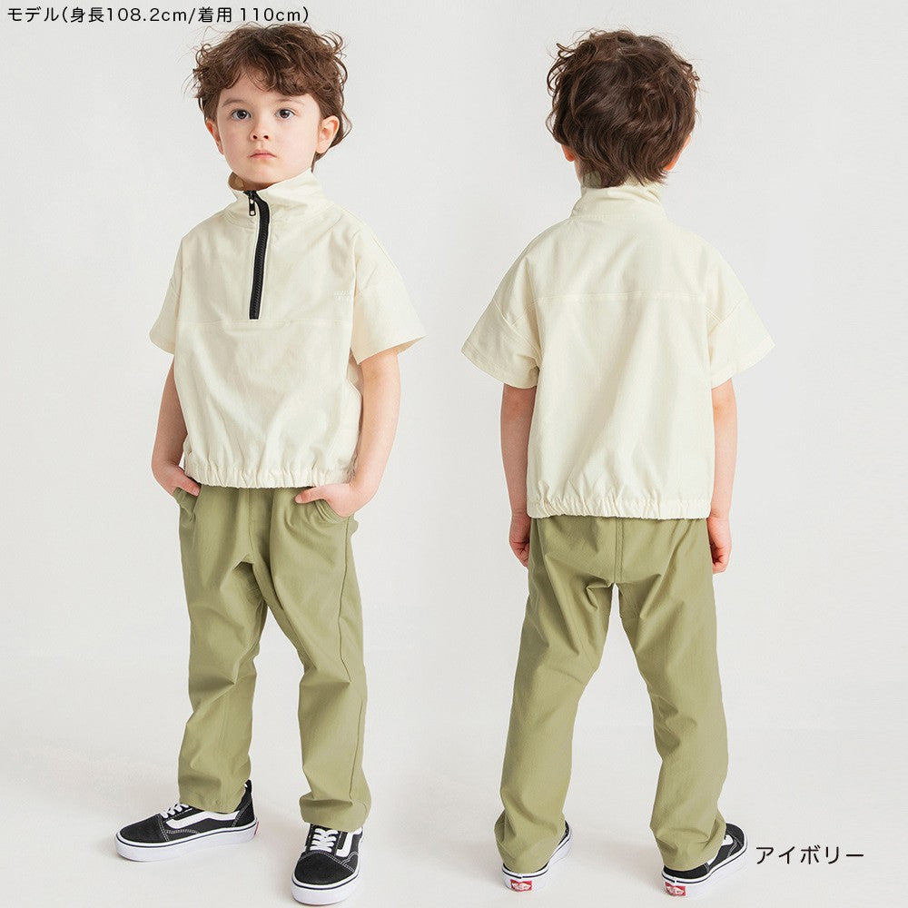 Japanese children's clothing Branches quick-drying half-zip short-sleeved top 90-150cm boys' summer TOPS