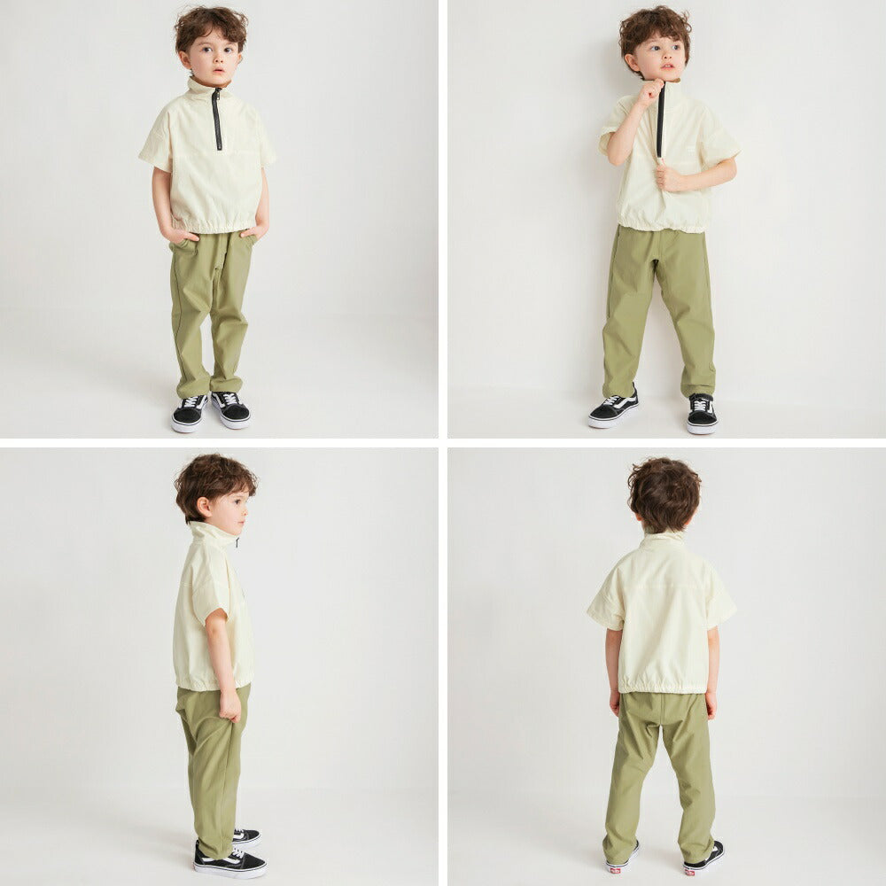 Japanese children's clothing Branches quick-drying half-zip short-sleeved top 90-150cm boys' summer TOPS