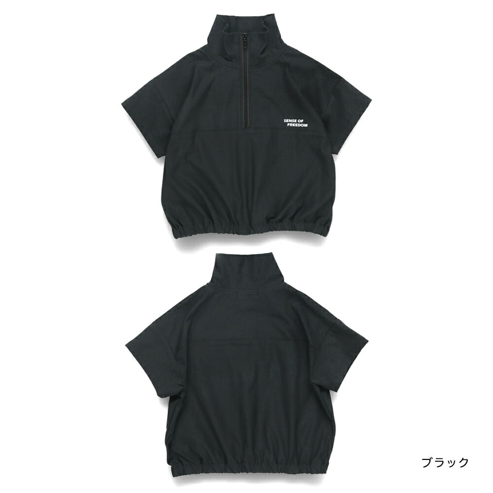 Japanese children's clothing Branches quick-drying half-zip short-sleeved top 90-150cm boys' summer TOPS