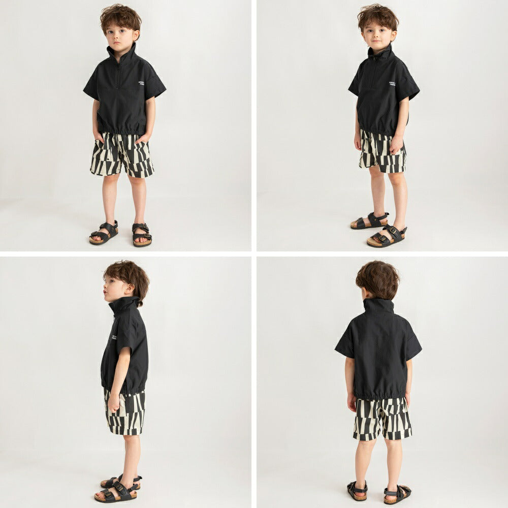 Japanese children's clothing Branches quick-drying half-zip short-sleeved top 90-150cm boys' summer TOPS