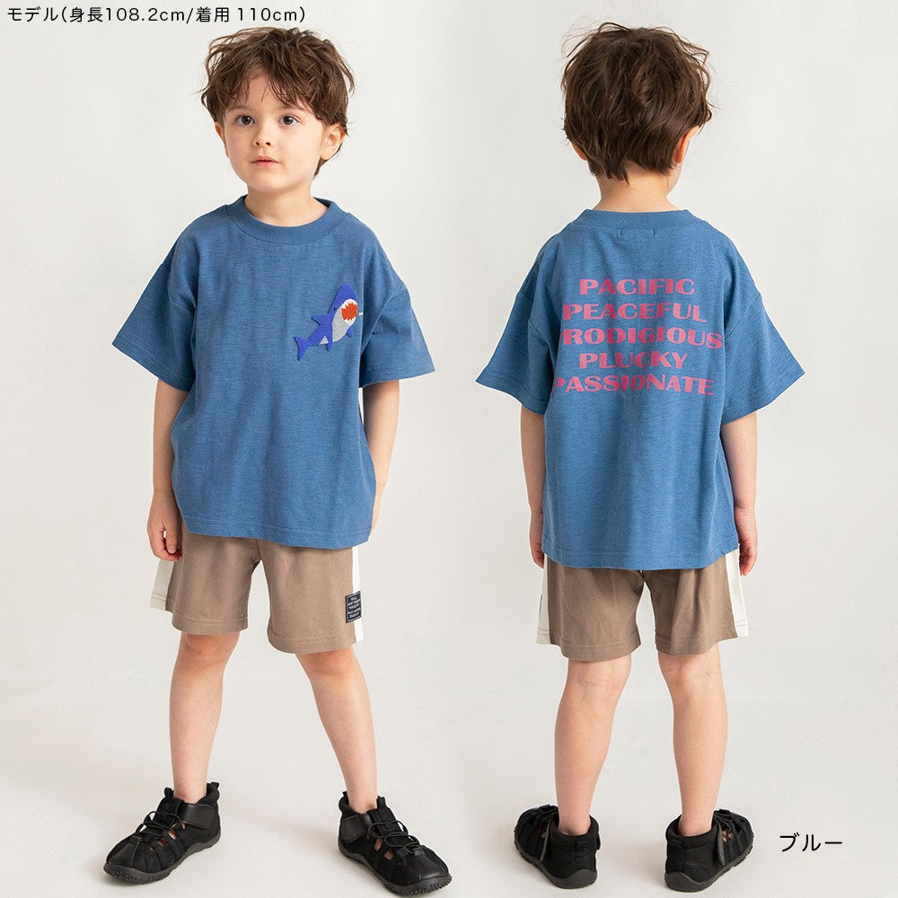 Japanese children's clothing Branches ocean 3D pattern top 80-150cm boys summer TOPS
