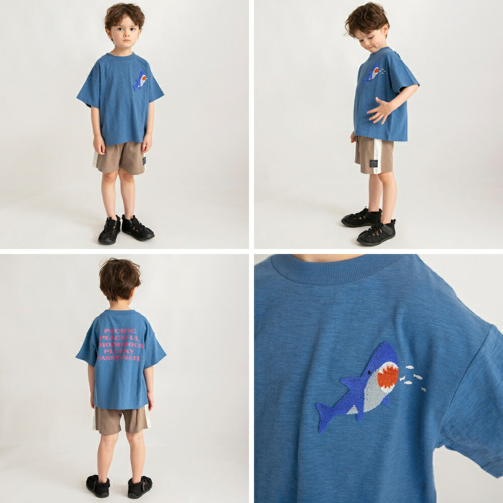 Japanese children's clothing Branches ocean 3D pattern top 80-150cm boys summer TOPS