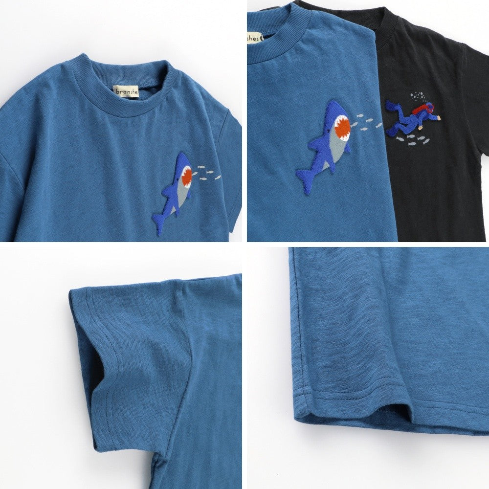 Japanese children's clothing Branches ocean 3D pattern top 80-150cm boys summer TOPS