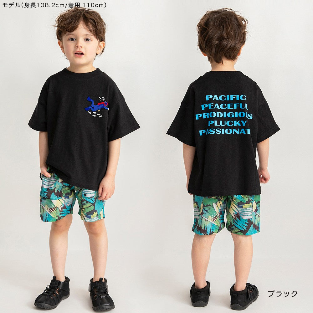Japanese children's clothing Branches ocean 3D pattern top 80-150cm boys summer TOPS