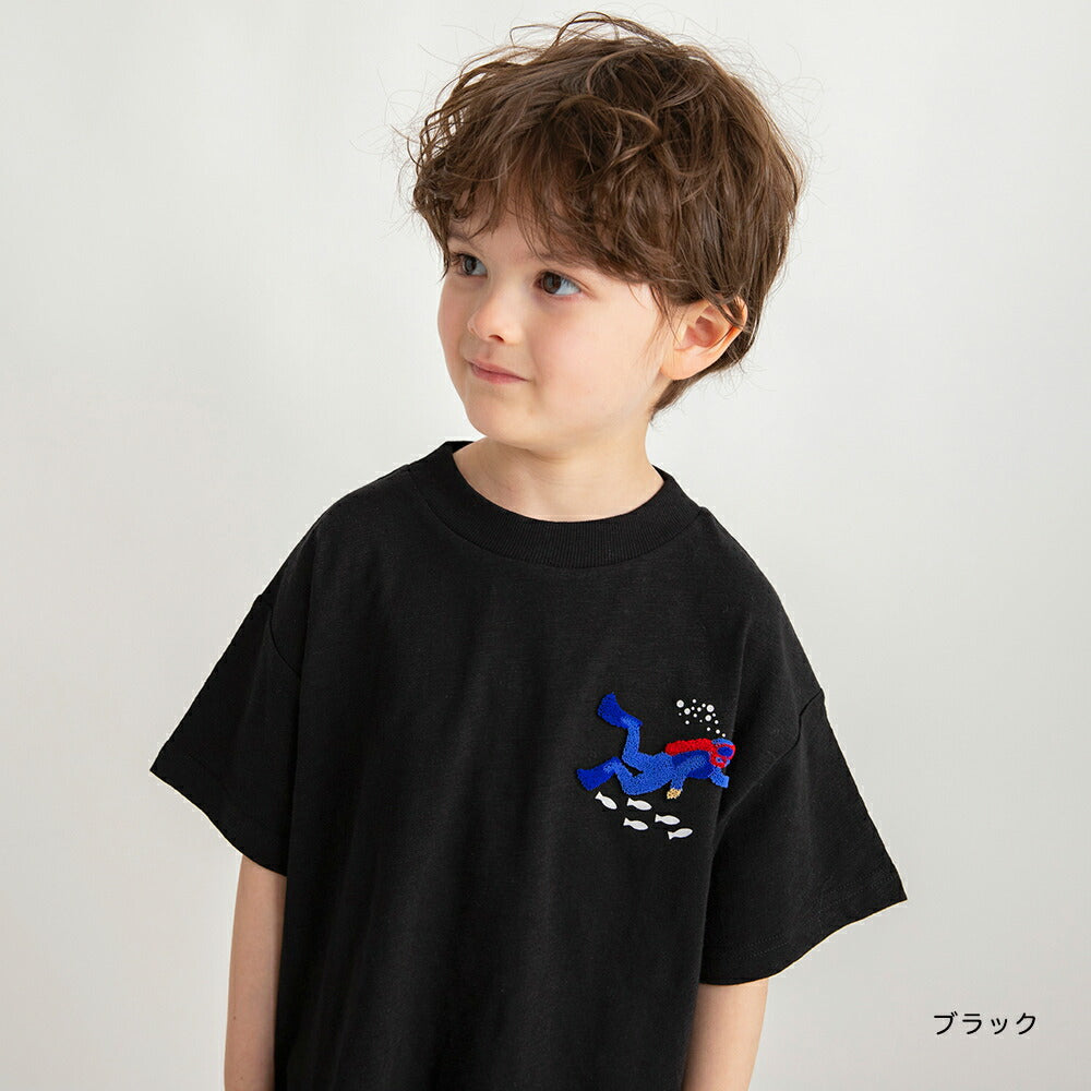 Japanese children's clothing Branches ocean 3D pattern top 80-150cm boys summer TOPS