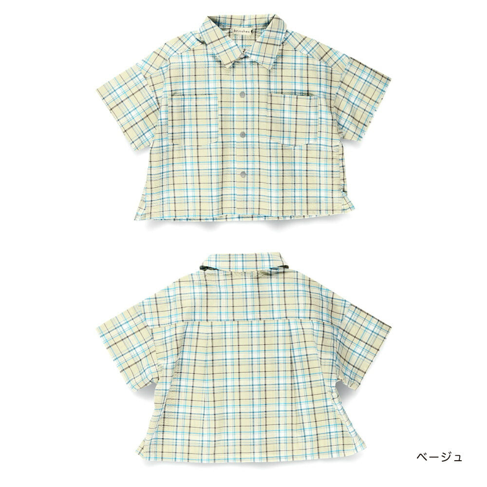 Japanese Children's Clothing Branches Checkered Shirt 90-150cm Boys Summer TOPS