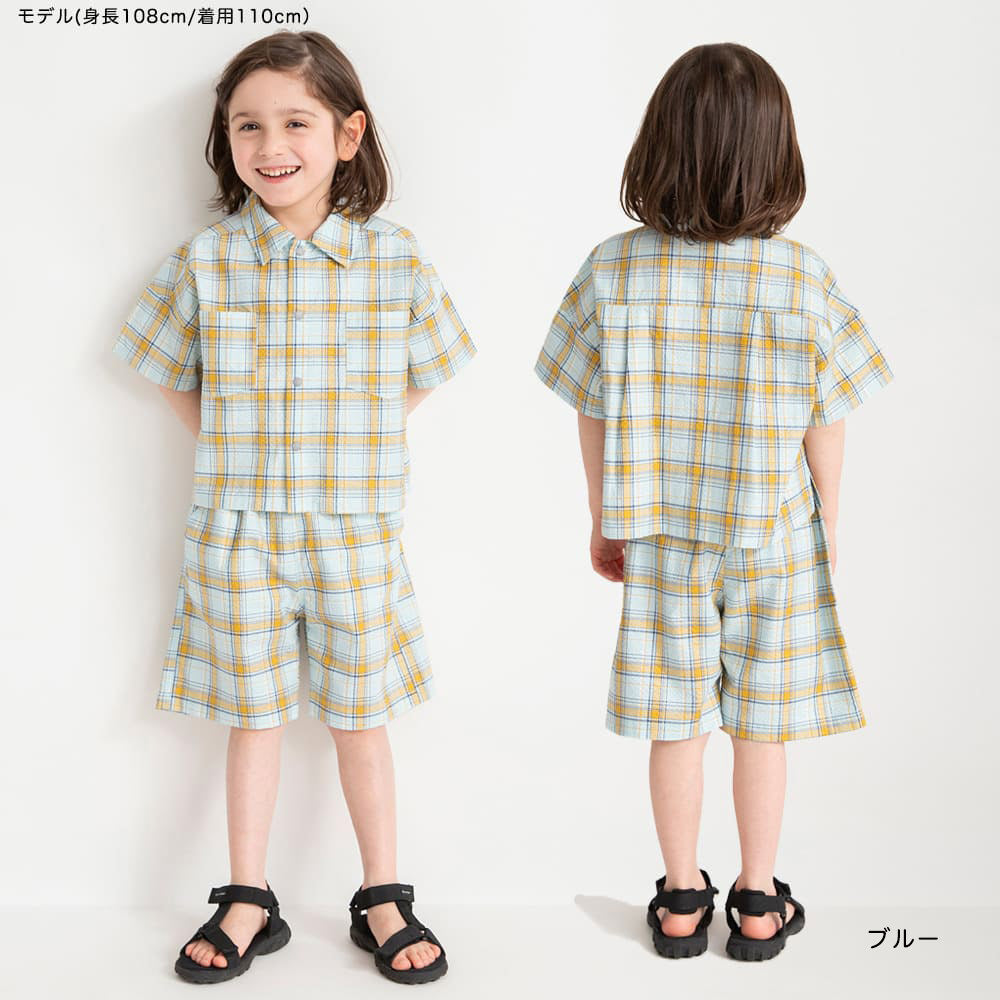 Japanese Children's Clothing Branches Checkered Shirt 90-150cm Boys Summer TOPS