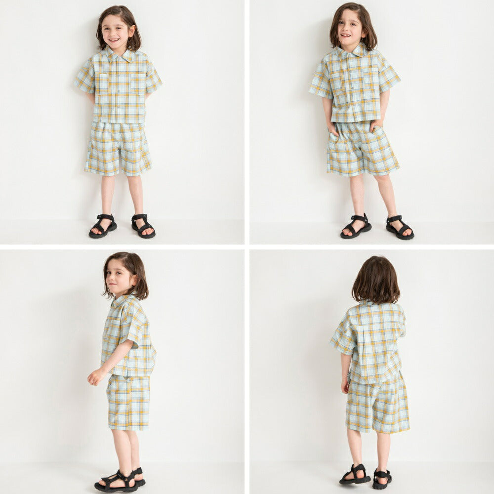 Japanese children's clothing Branches checkered shorts 90-150cm boys' summer PANTS