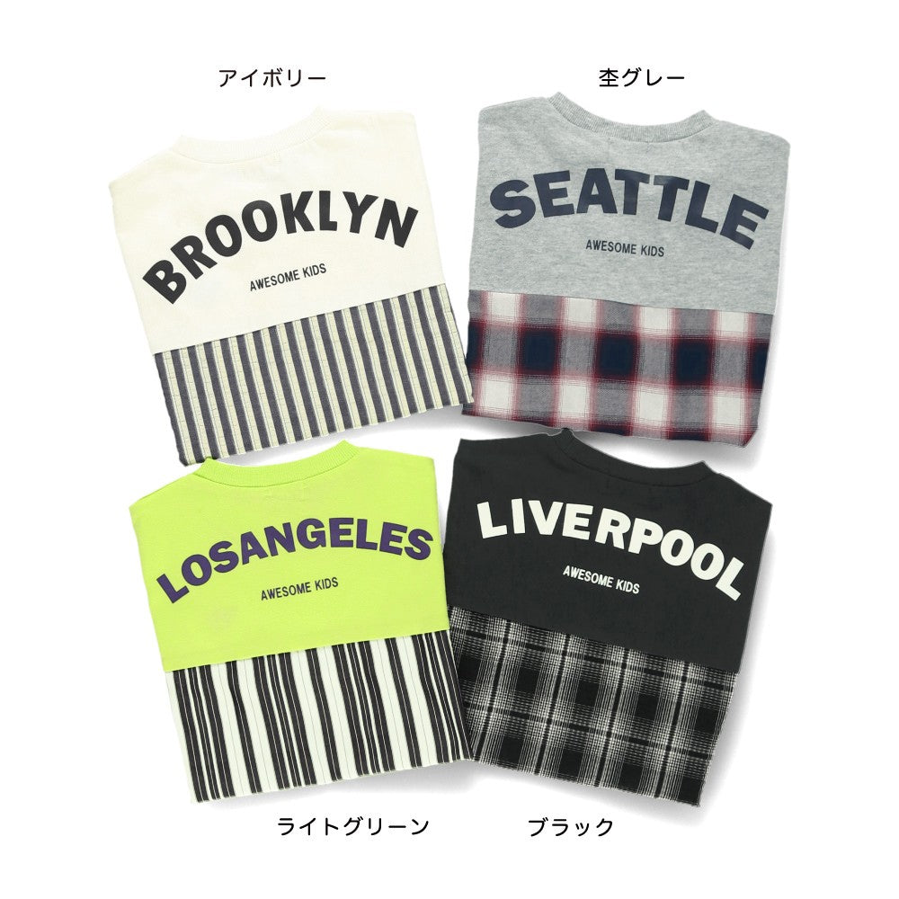 Japanese children's clothing Branches back stitching print top 80-150cm boys summer TOPS