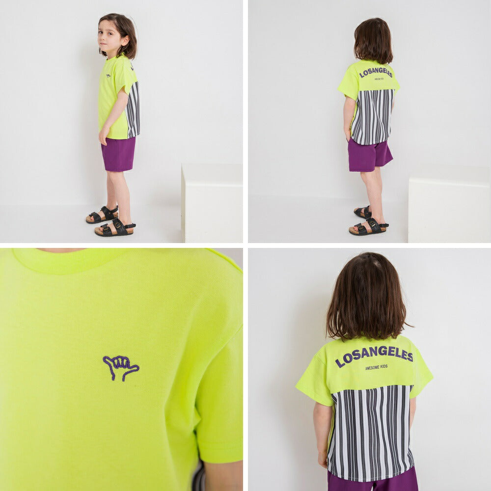 Japanese children's clothing Branches back stitching print top 80-150cm boys summer TOPS