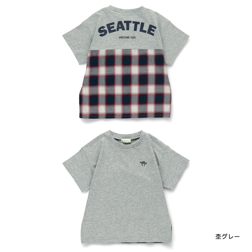 Japanese children's clothing Branches back stitching print top 80-150cm boys summer TOPS