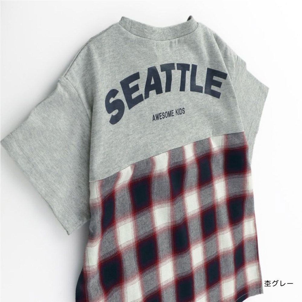 Japanese children's clothing Branches back stitching print top 80-150cm boys summer TOPS