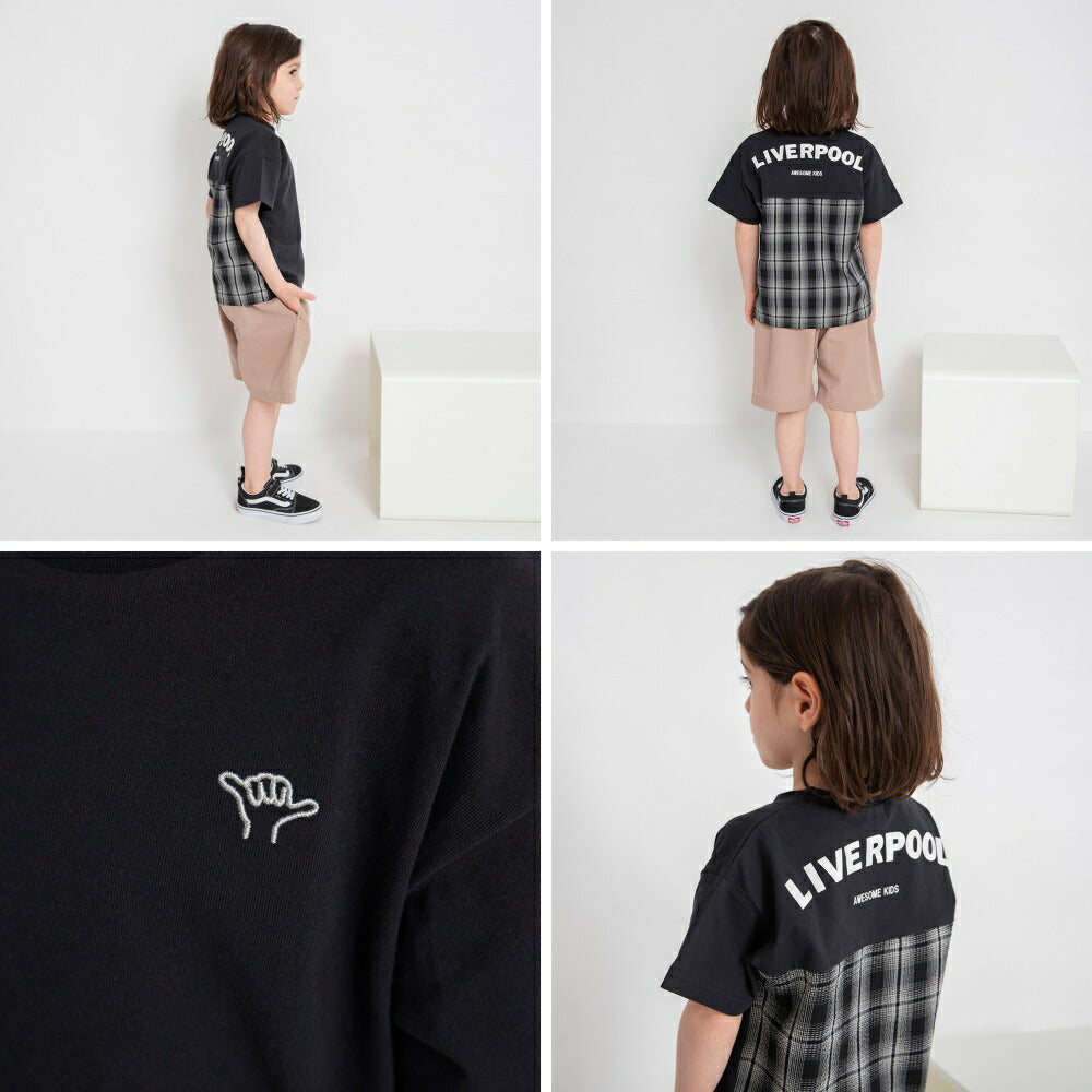 Japanese children's clothing Branches back stitching print top 80-150cm boys summer TOPS