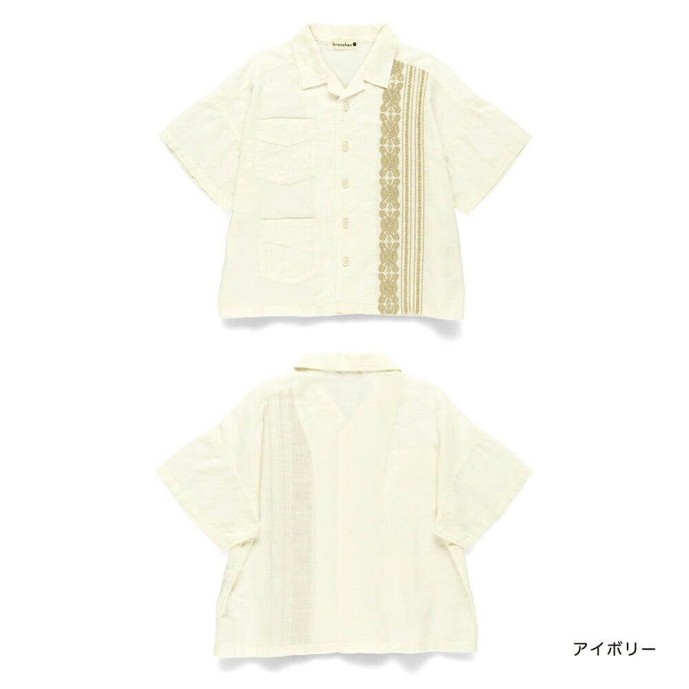 Japanese Children's Clothing Branches Cuban Striped Shirt 100-150cm Boys Summer TOPS
