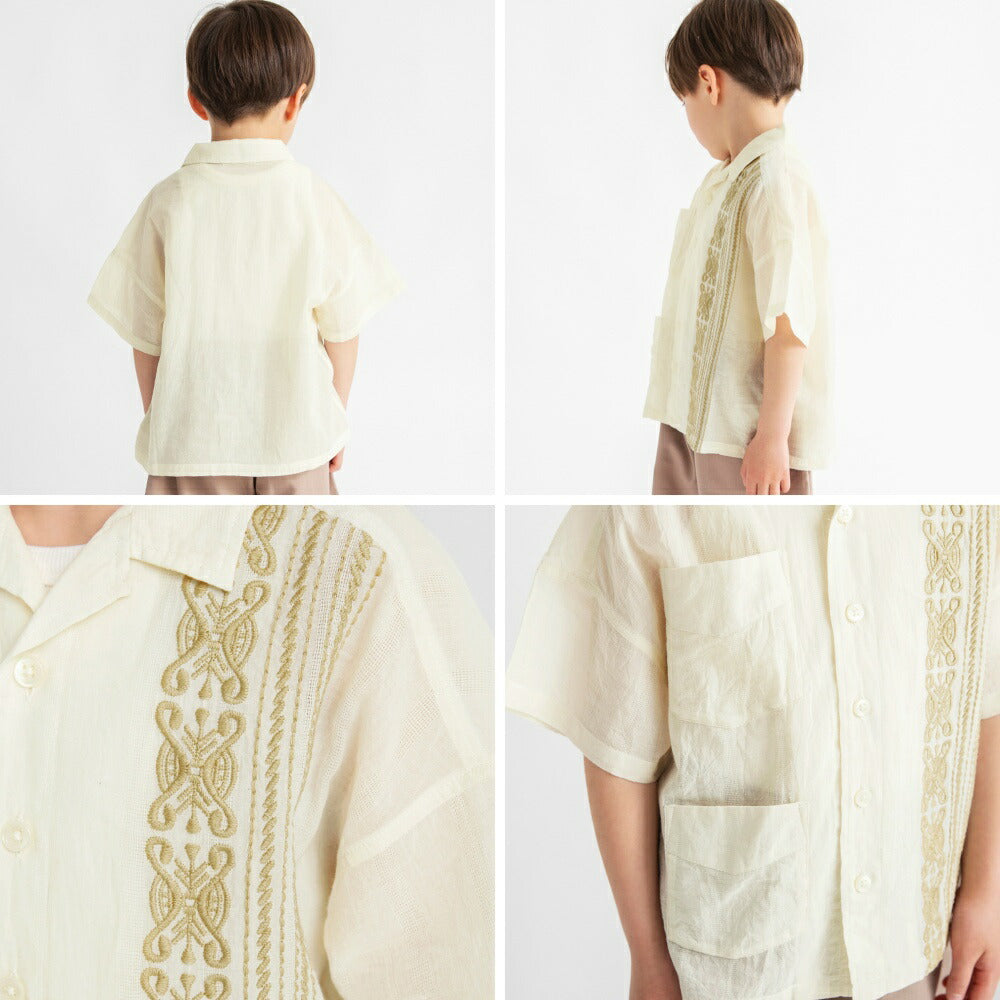 Japanese Children's Clothing Branches Cuban Striped Shirt 100-150cm Boys Summer TOPS