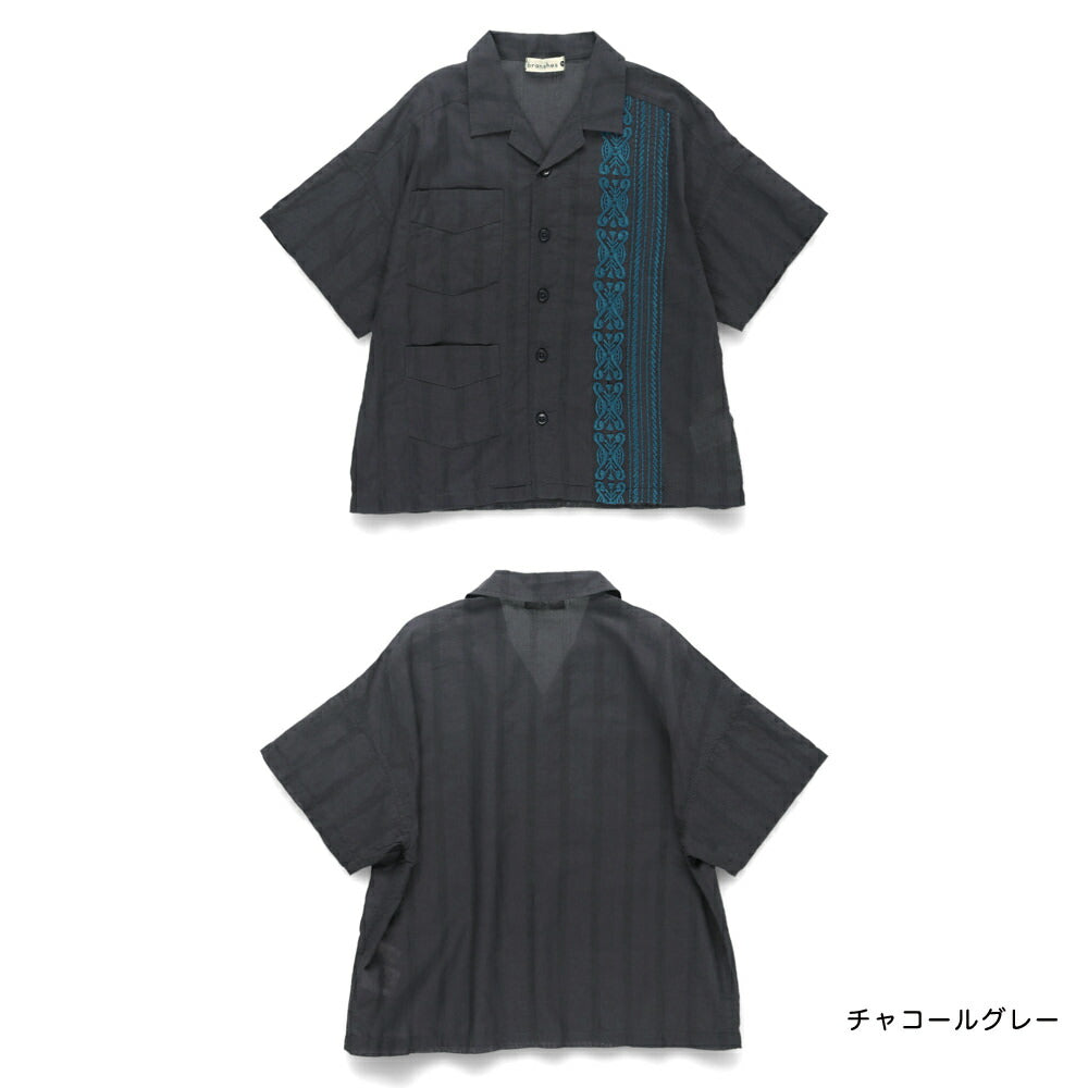 Japanese Children's Clothing Branches Cuban Striped Shirt 100-150cm Boys Summer TOPS