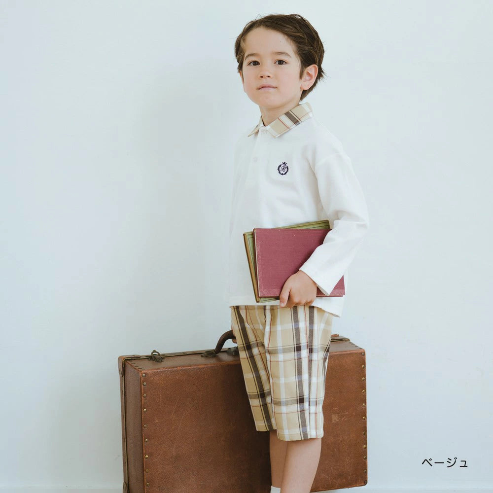 日本童裝 Branshes 格仔polo上衣 100-150cm 男童款 秋季 TOPS
