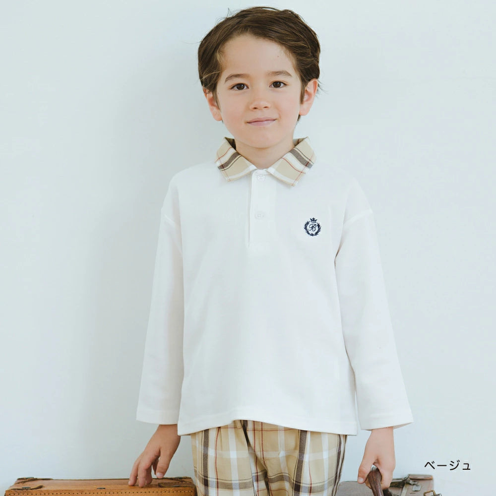 日本童裝 Branshes 格仔polo上衣 100-150cm 男童款 秋季 TOPS