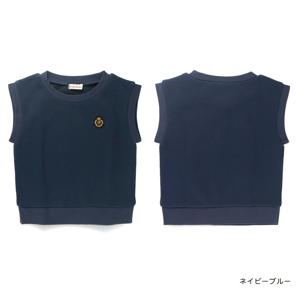 日本童裝 Branshes 暗紋衛衣背心 90-150cm 男童款 秋季 TOPS