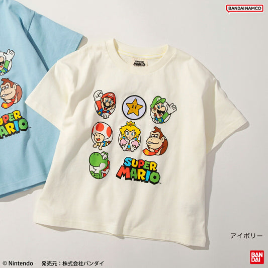 Japanese children's clothing Branches x Super Mario tops 100-150cm boys/girls summer TOPS