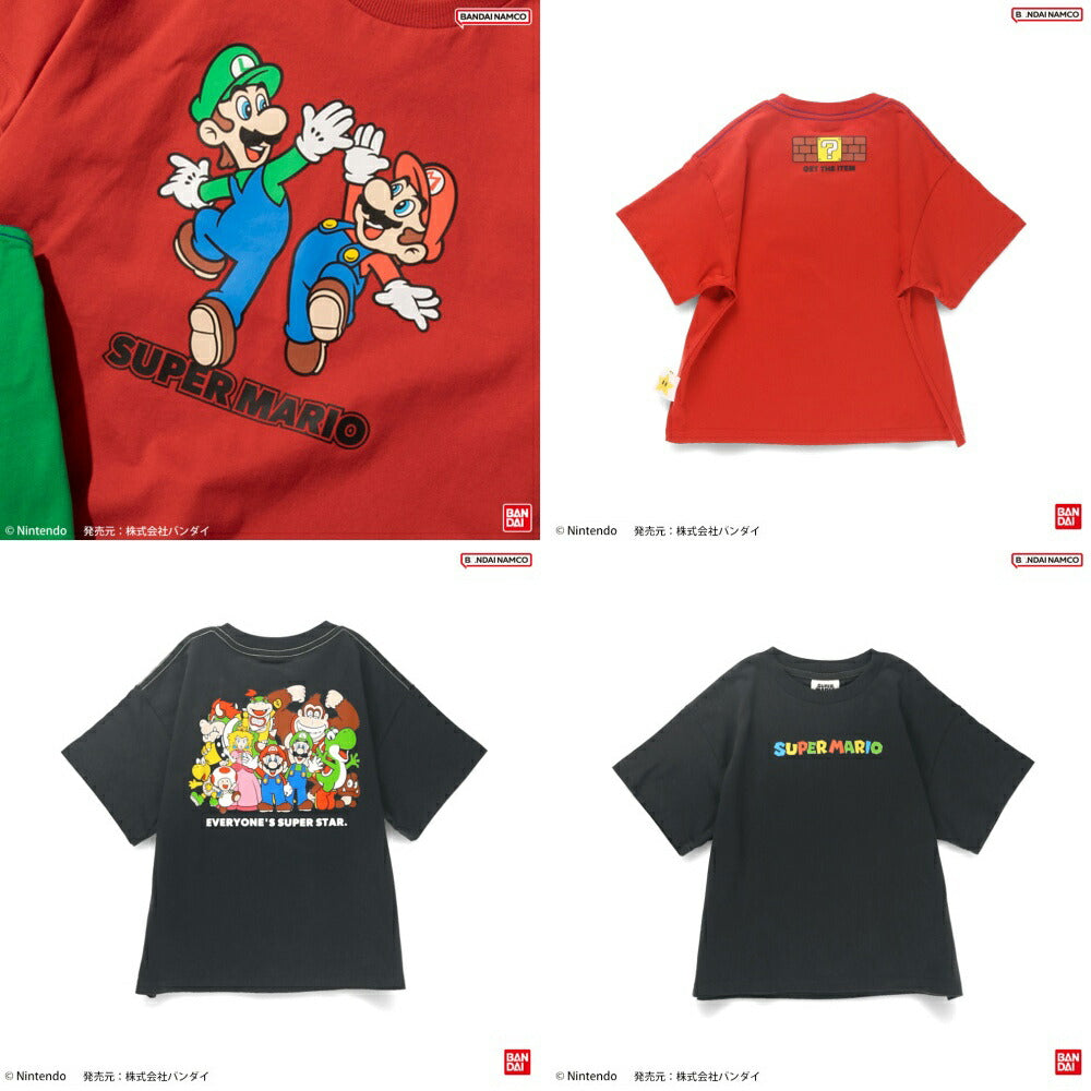 Japanese children's clothing Branches x Super Mario tops 100-150cm boys/girls summer TOPS