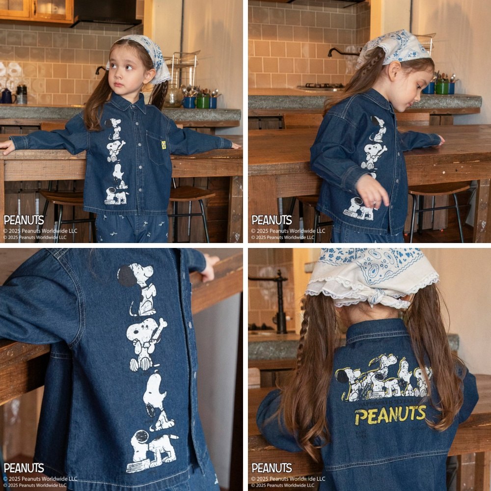 日本童裝 Branshes x PEANUTS 75周年 牛仔襯衫外套 100-130cm 男童款/女童款 秋季 OUTERWEAR
