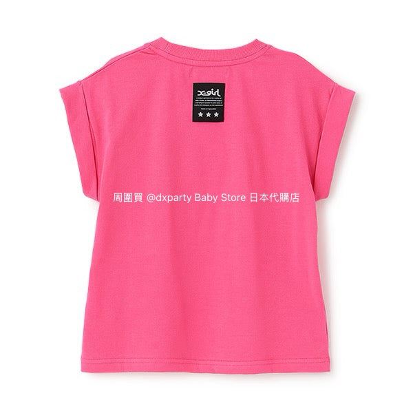 Japanese children's clothing X-girl Stages rhinestone print top 90-140cm girls summer TOPS