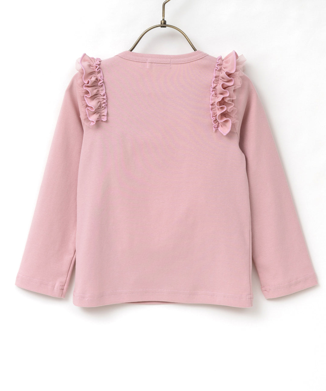 Japanese children's clothing panpantutu cream pink ruffle shoulder top 80-150cm girls summer TOPS
